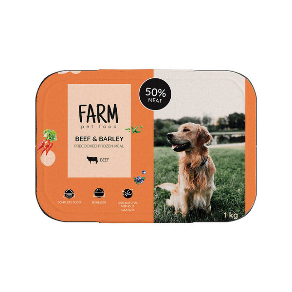 Farm preecooked frozen dogs beef barley