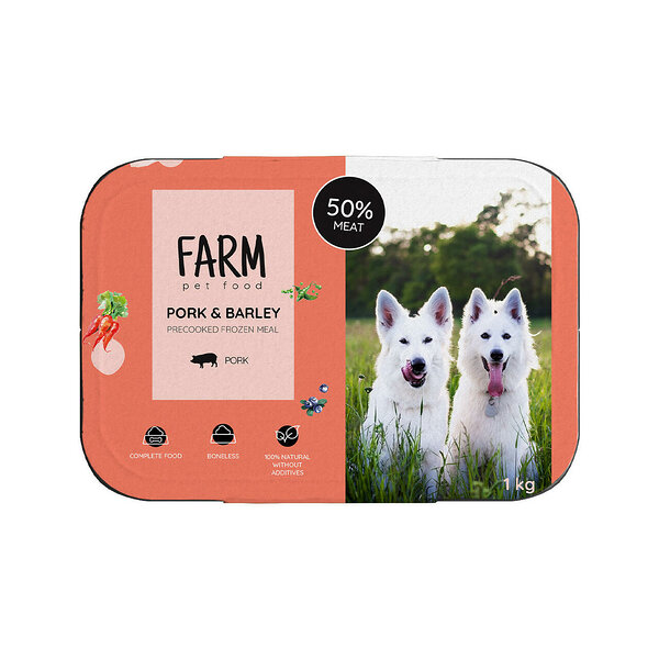 Farm preecooked frozen dogs pork barley