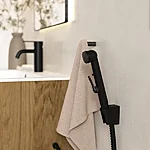 740306100 silhouet basin with sidespray matt black miljo closeup of 9305761