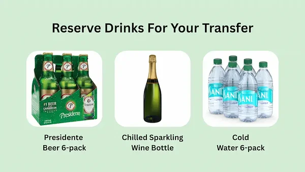 Drinks can be prebooked to enjoy on your Cocotours airport transfers