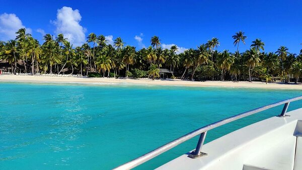 Arriving at Saona island on your private boat