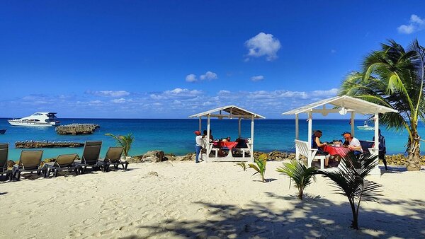On Saona one of our Cocotours customers getting a neck massage