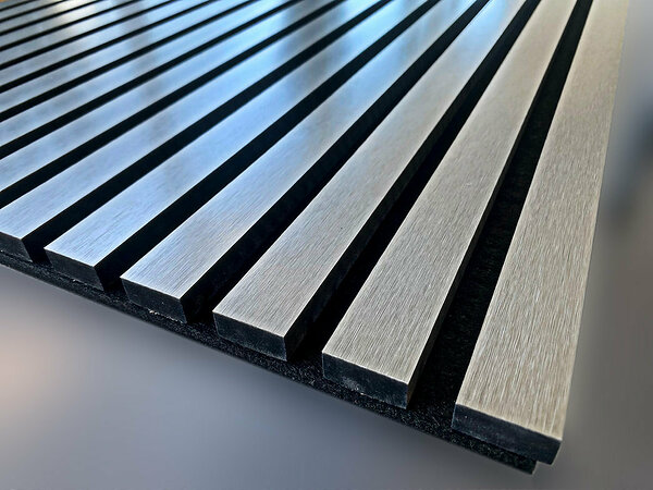 Akustiline ribipaneel aluminium stainless steel #2557 (600 x 2400 mm) 3