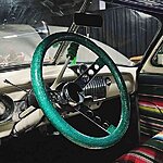 Green metlflake steering wheel round holes 2