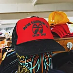 Moon equipped speed shop mesh cap red black 1