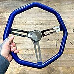 Mooneyes octagon metalflake steering wheel blue 1