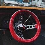 Red donut metalflake steering wheel round holes 3