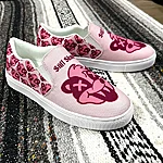 Skunkhead slip on canvas shoes white sole pink 1