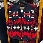 Vintage pendleton red  black southwestern aztec pattern wool vest 1
