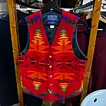 Vintage pendleton red southwestern aztec pattern wool vest 1