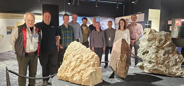 A group photo at the geological museum on the first floor of the GTK office. Photo by Kairi Põldsaar