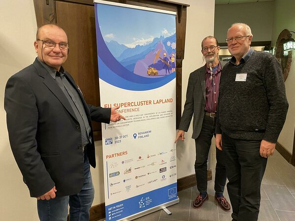 From left: Alvar Soesoo - the scientific advisor at EGT, Juha Kaija - senior expert at GTK, Heikki Bauert - advisor at EGT and the EGT-TWINN project manager. All attending at the EU Supercluster event in Rovaniemi, Finland.