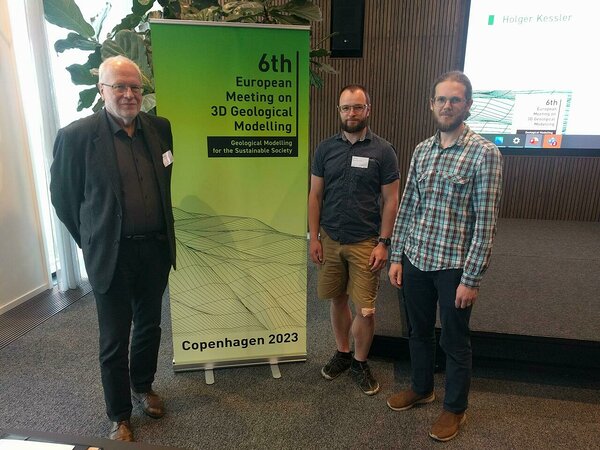 From left: Heikki Bauert, Tavo Ani and Johannes Vind at the 6th European Meeting on 3D Geological Modelling at Kopenhagen, Denmark.