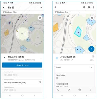  An example of the ArcGIS Field Maps user interface used in GTK.