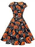 Halloweeni teemaline puuvillasegust rockabilly kleit 1