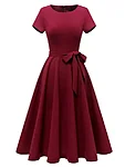 Klassikaline rockabilly swing kleit burgundia 1