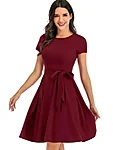 Klassikaline rockabilly swing kleit burgundia