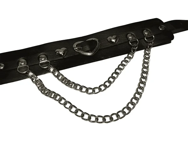 Thick leather necklace with chains