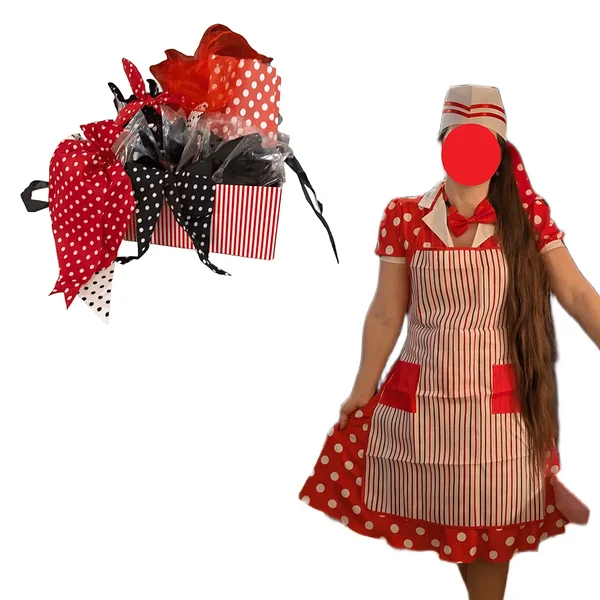 Retro ettekandja kostüüm / hamburgerirestorani põll ja müts