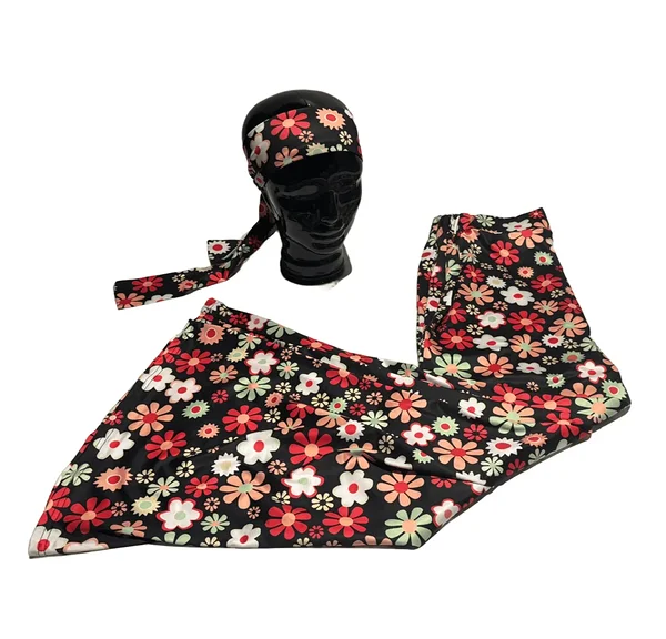 Hipi kostüüm / lillelised püksid ja lilleline peapael plus size