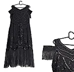 Huvitavate õlgadega vintage kleit ruut