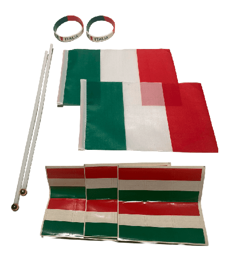 Itaalia lipud, käepaelad ja kleepsud