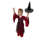 Keskaegne punane kleit koos nõiamütsiga