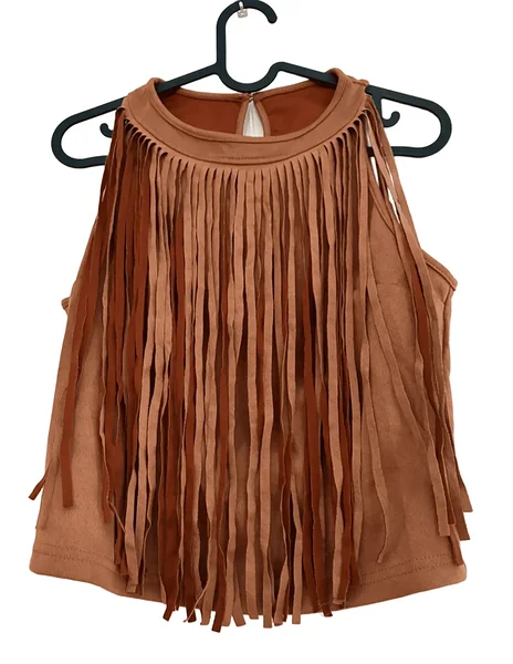 Seksikas kauboi kostüüm naisele / narmastega pruun pluus