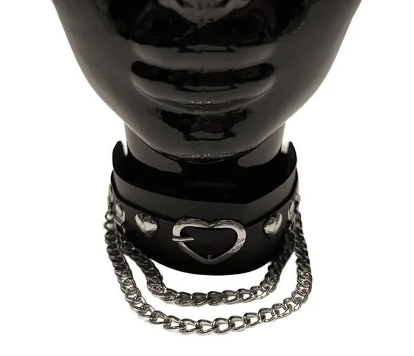 Thick leather necklace with chains