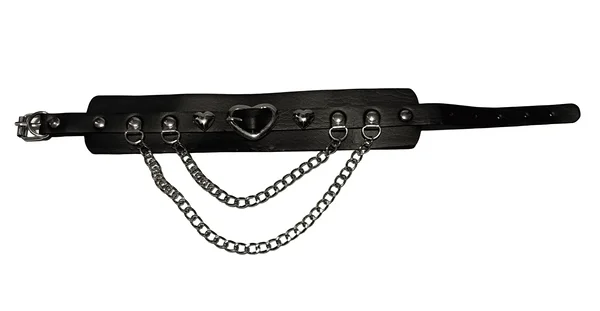 Thick leather necklace with chains