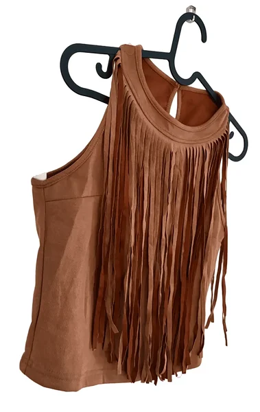 Seksikas kauboi kostüüm naisele / narmastega pruun pluus