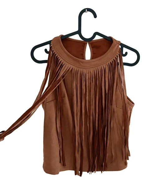 Seksikas kauboi kostüüm naisele / narmastega pruun pluus