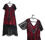 Punane varrukatega bling kleit ruut