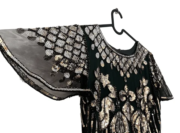 Tumeroheline narmastega ja litritega pidulik kleit suurus S (XS/M)