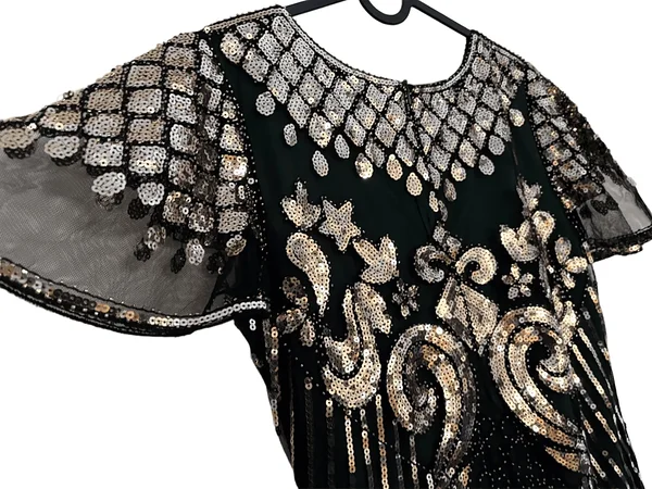 Tumeroheline narmastega ja litritega pidulik kleit suurus S (XS/M)