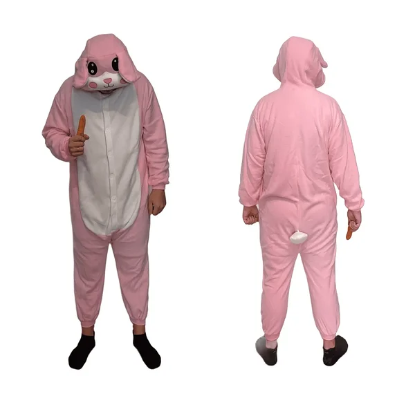 Roosa jänese / jänku või hamstri kostüüm täiskasvanule