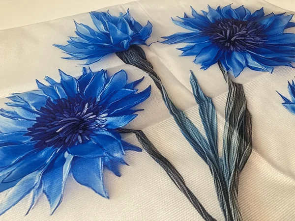 Estonian home decorations / pillowcase with cornflower design