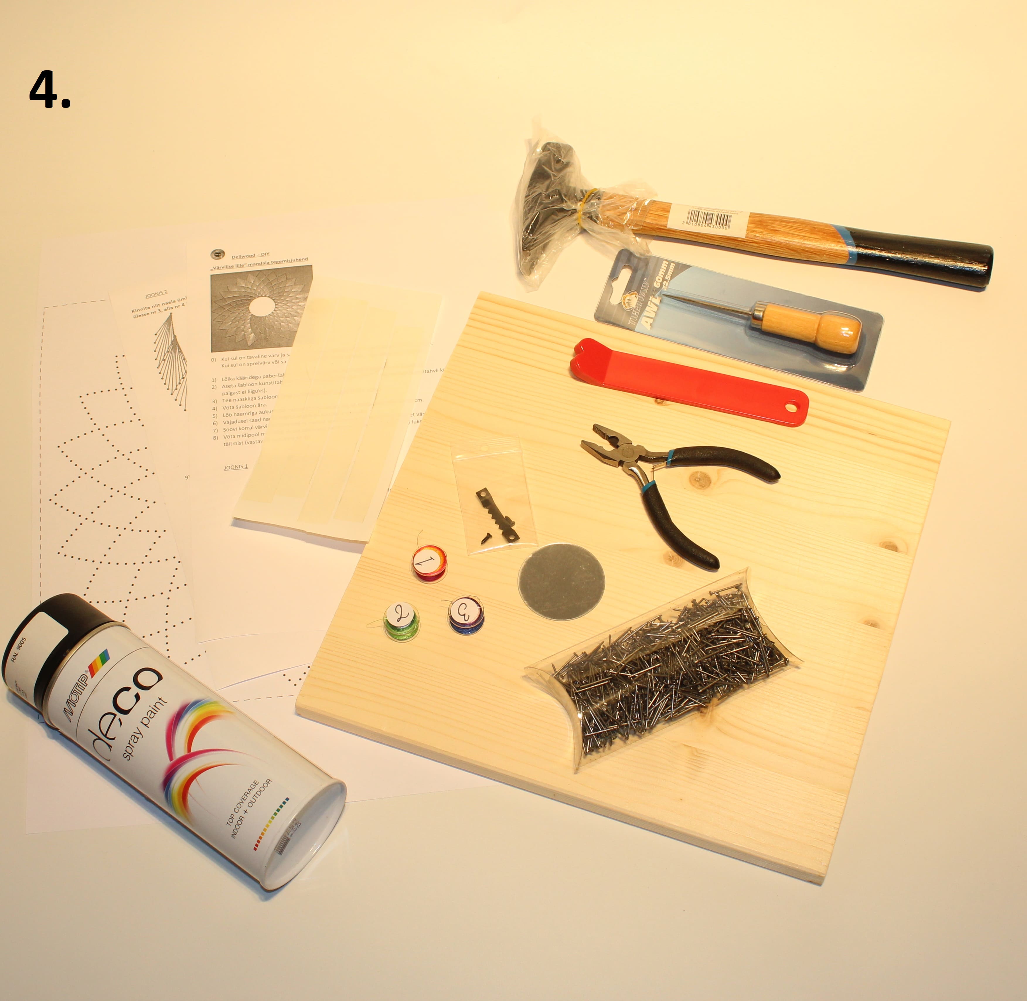 1 Beginner Guide How to make string art of the mandala "Colorful