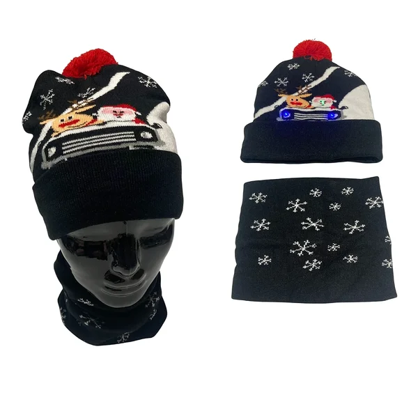 Light-up Christmas hat and scarf set