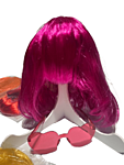 Colorful wig and heart-shaped glasses