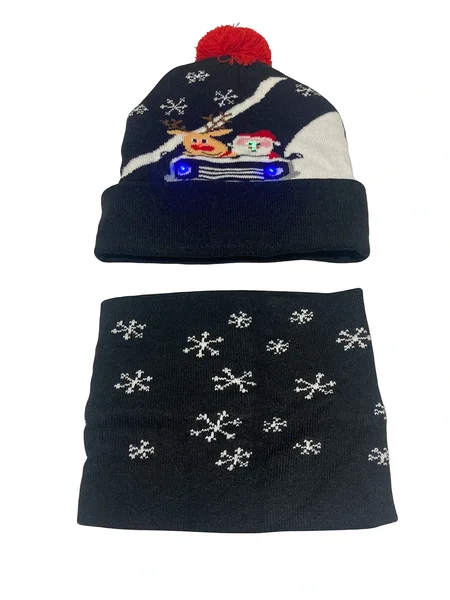 Light-up Christmas hat and scarf set