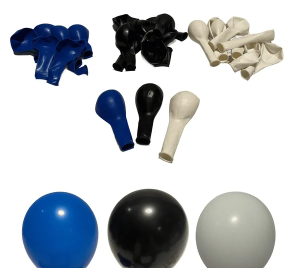 Blue, black and white balloons for an Estonian-themed birthday