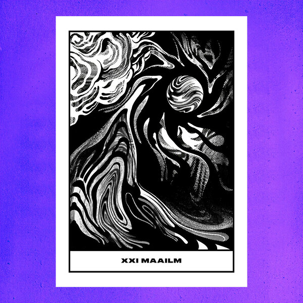 &quot;Maailm&quot;, tarot card design from the Ajuokse collaborative exposition 350M451N