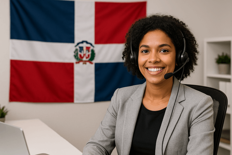 Agente de atención al cliente asistiendo con actas dominicanas de nacimiento, matrimonio, divorcio y defunción