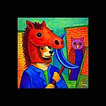 Loomade karneval koer hobuse kostüümis signatuur 1