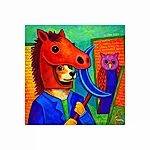 Loomade karneval koer hobuse kostüümis signatuur