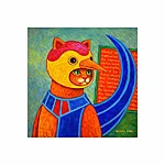 Loomade karneval kass linnu kostüümis kleeps