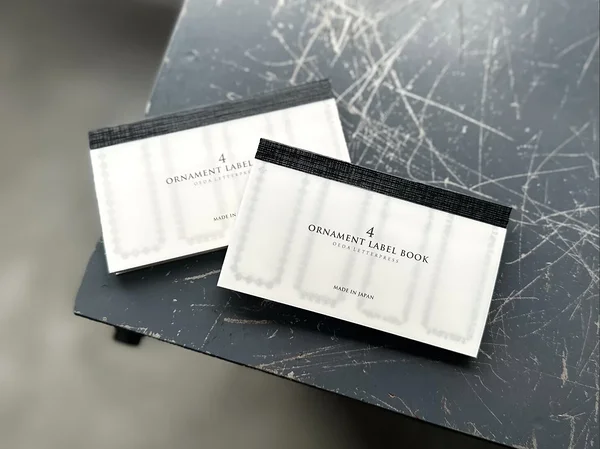 disainpaber 4 ornament label book, OEDA Letterpress
