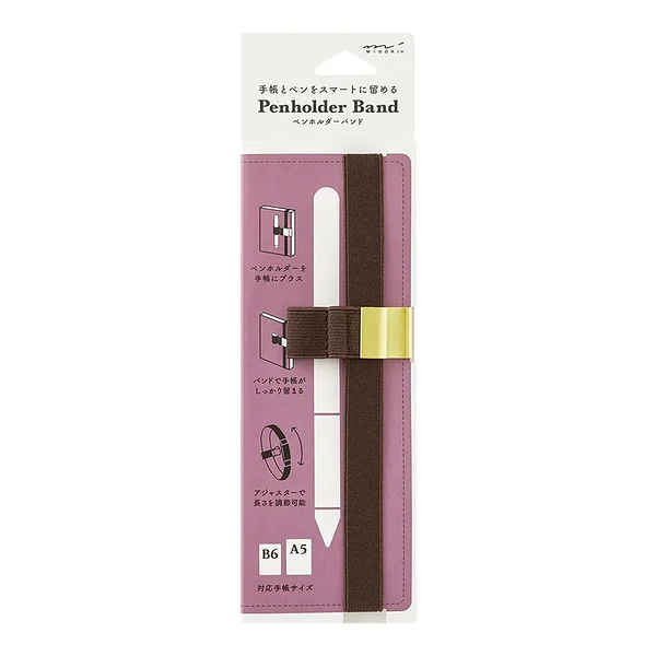 Penholder Band for B6/A5 Brown, Midori