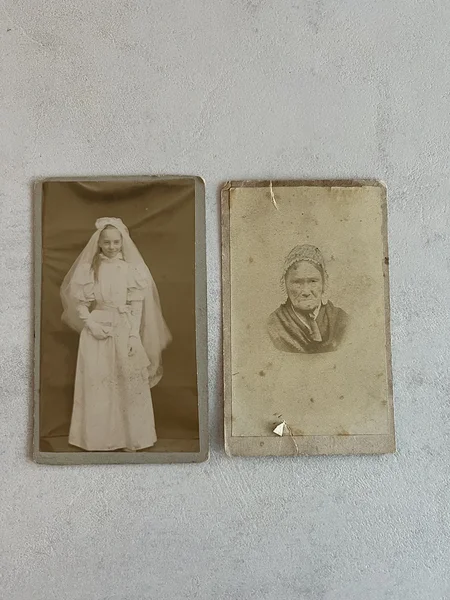 [vintage] two antique photos on cardboard